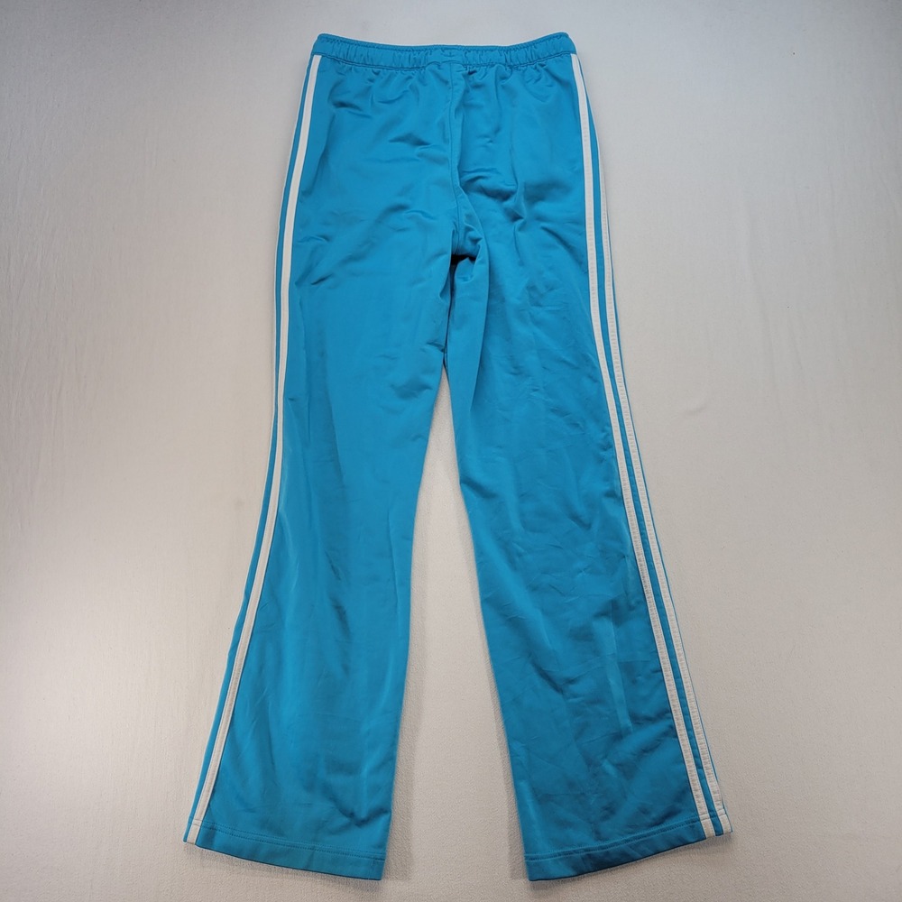 Adidas Track Pants Women Medium Blue 3 Stripe Drawstring Athletic Sport